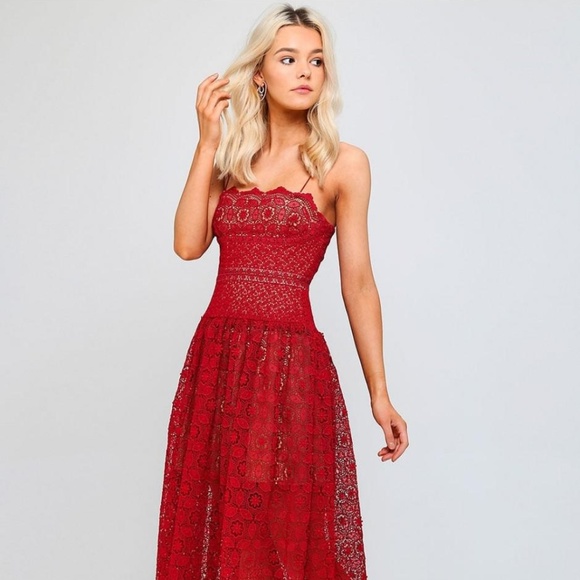 SELF-PORTRAIT CIRCULAR FLORAL LACE DRESS